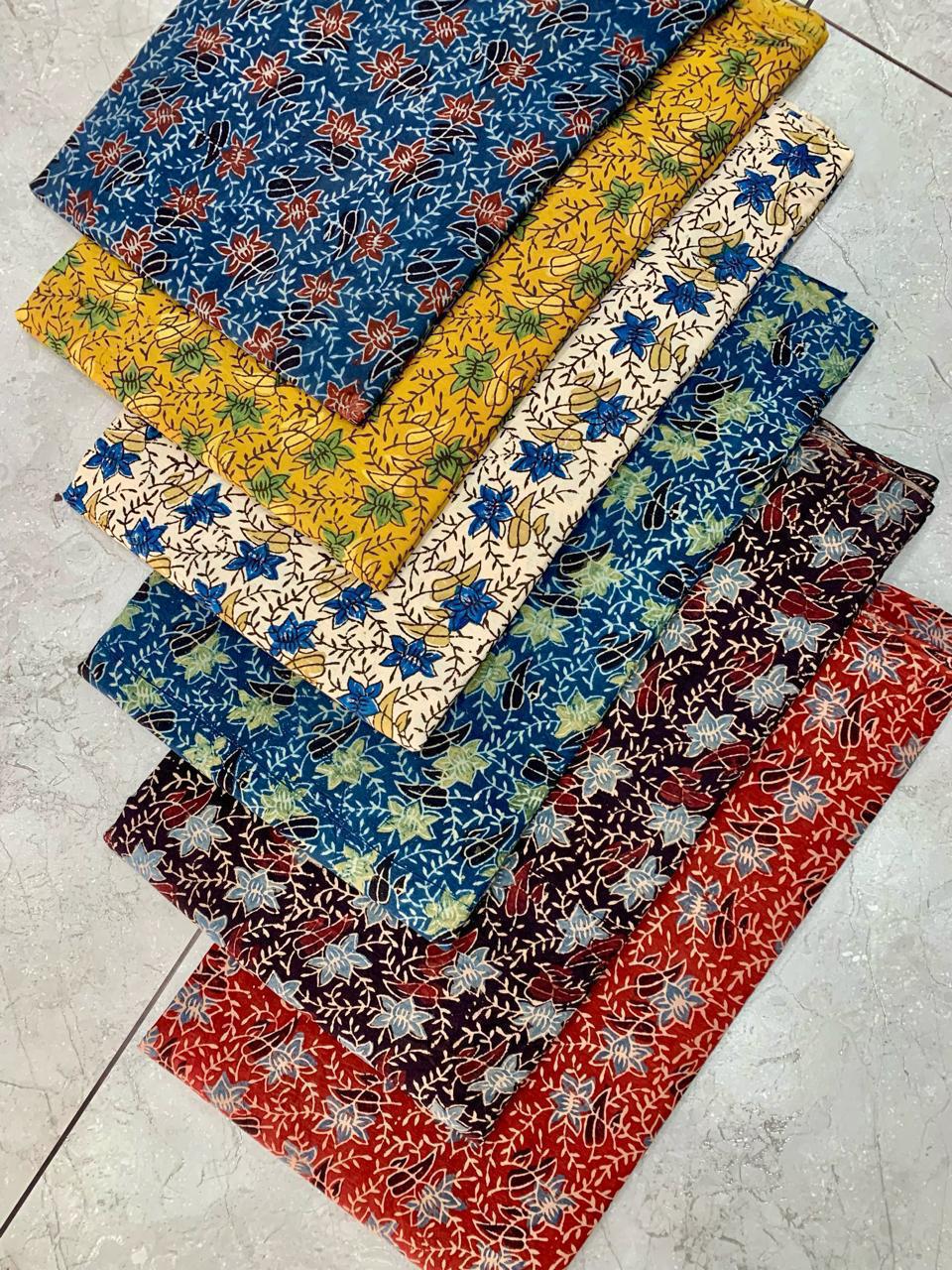 Ajrakh pure cotton handblock printed fabric in black base with multicolour artisan motifs